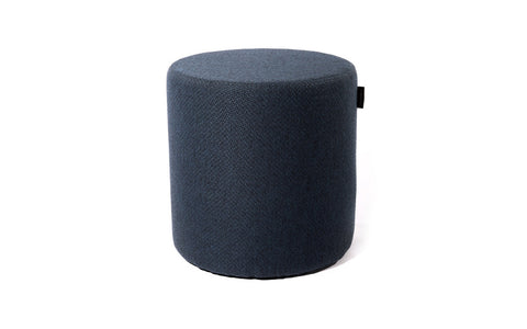 Blue upholstered ottoman.